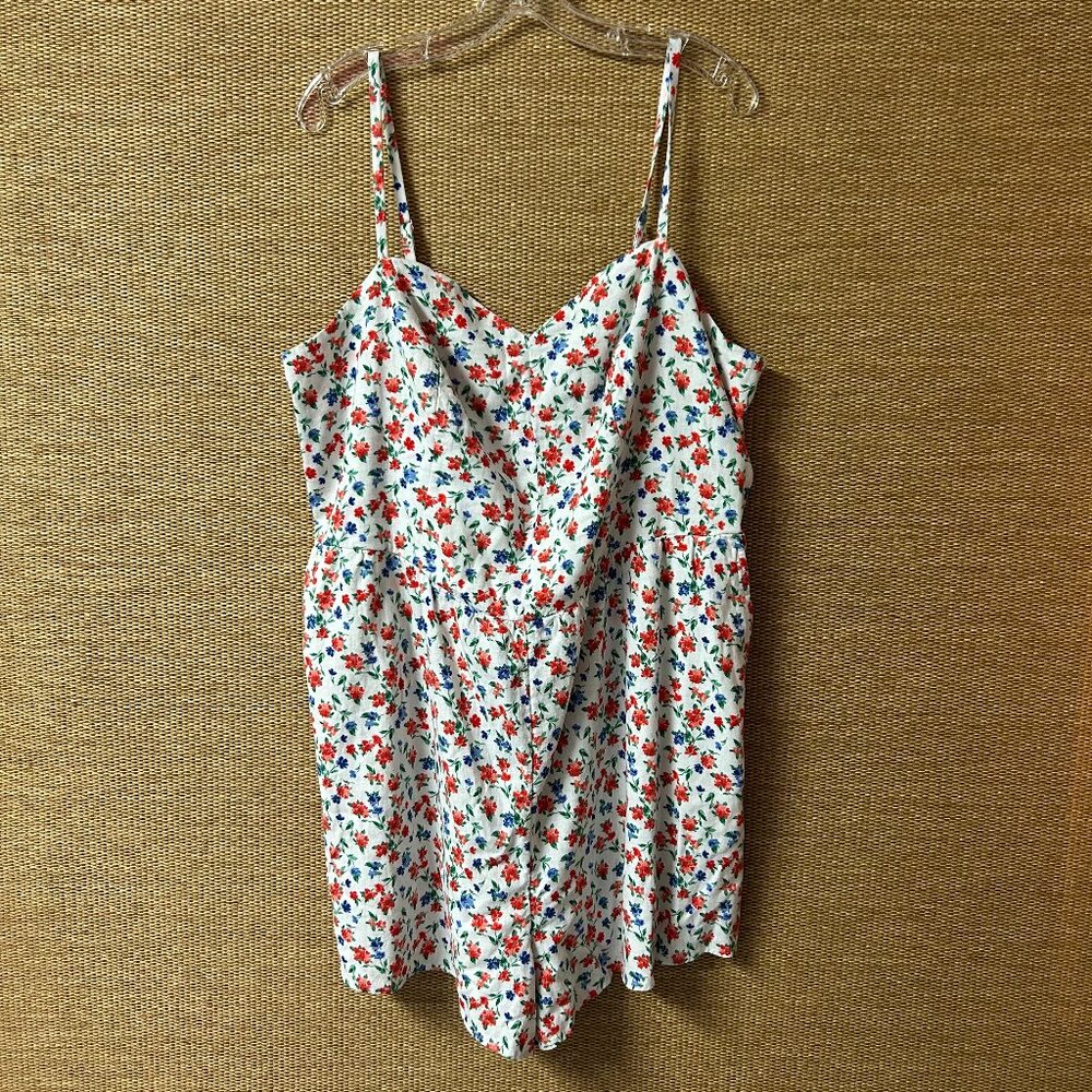 Old Navy Romper Womens 2X Multicolor Floral Linen Blend